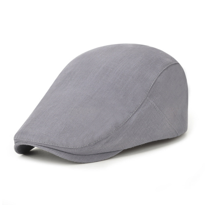 Lightweight Cotton Beret Cap with Sun Protection - Solid Color