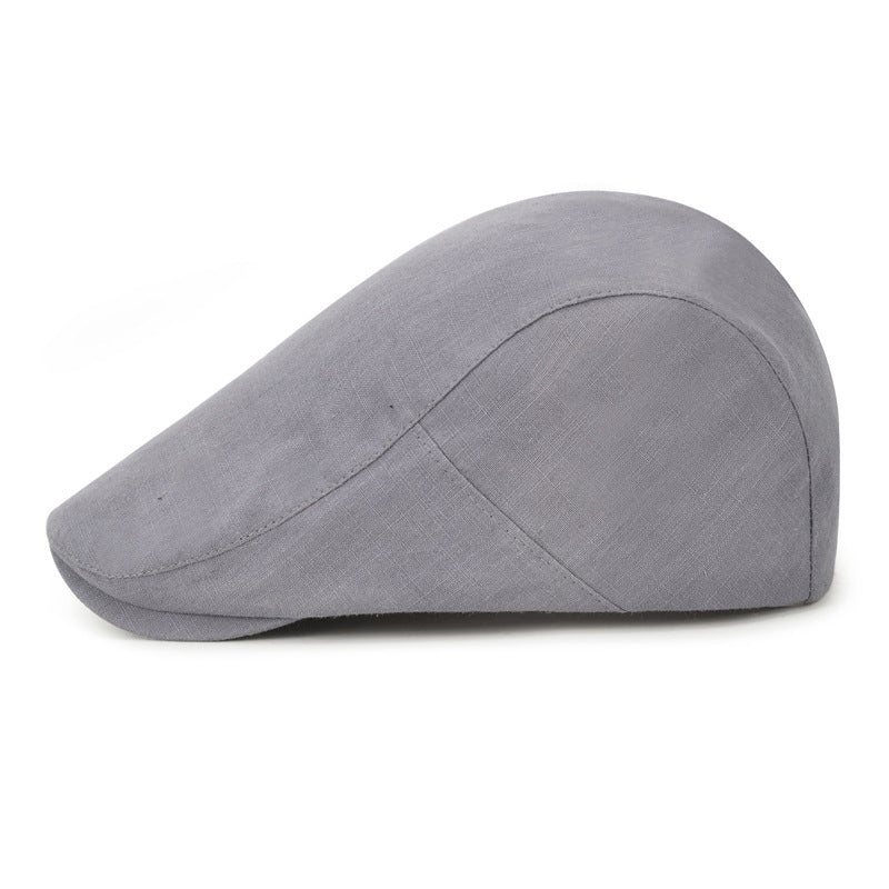 Lightweight Cotton Beret Cap with Sun Protection - Solid Color