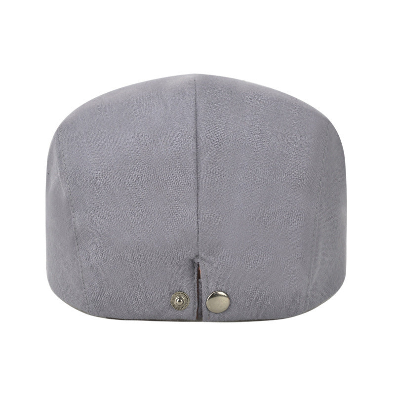 Lightweight Cotton Beret Cap with Sun Protection - Solid Color