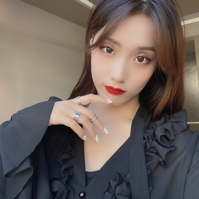 Korean Fashion Simple Design Silver Retro Ring Set