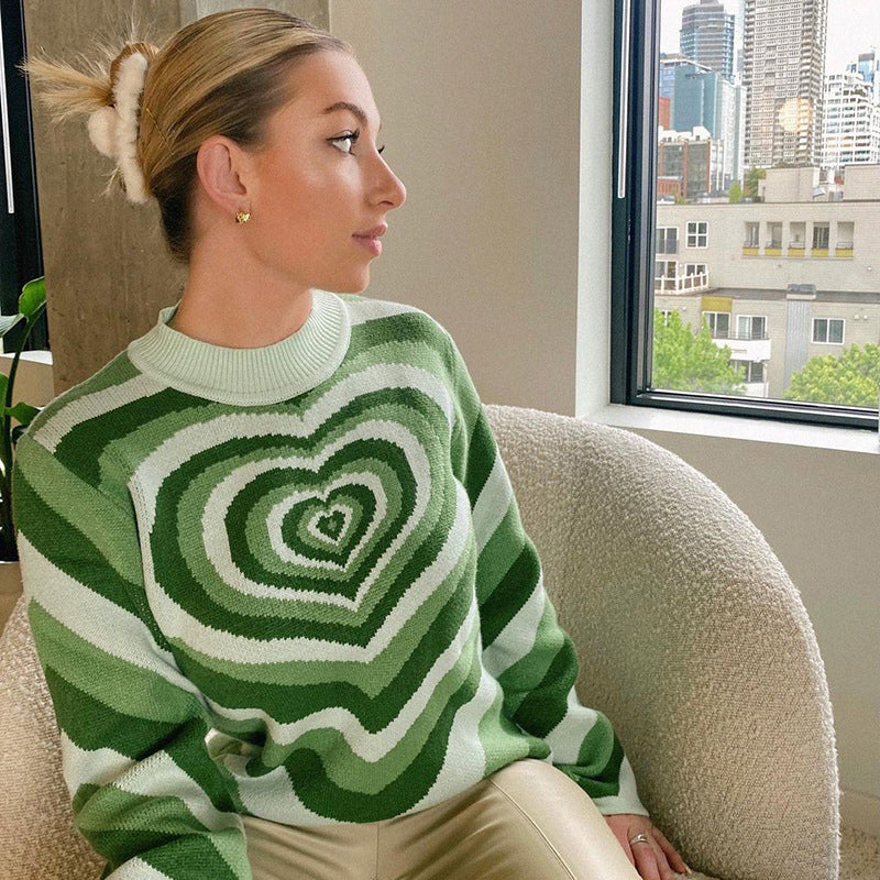 Printed Half-High Neck Long Sleeve Sweater - Slim Fit Summer Style