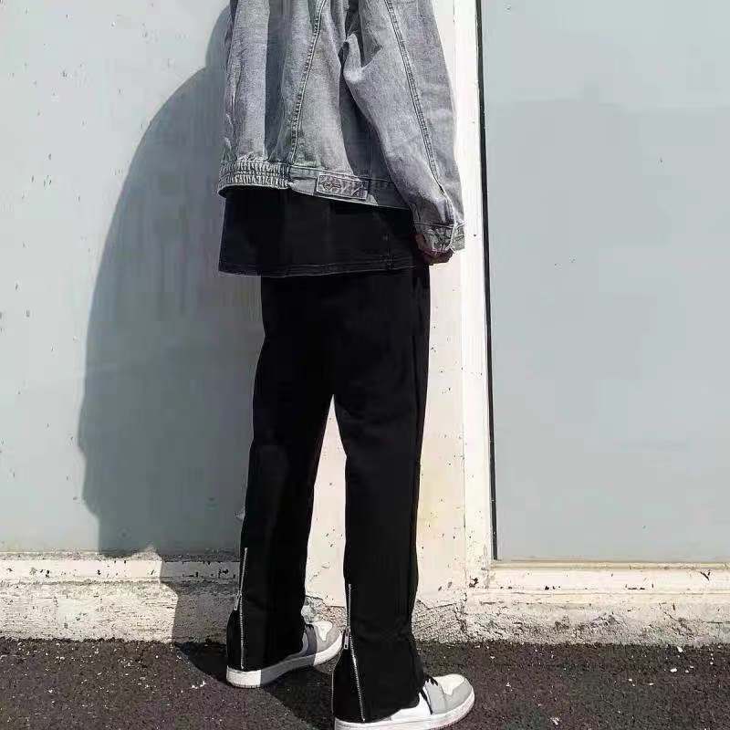 High Street Zipper Jeans with Heel Detail - Men's Fashion Denim