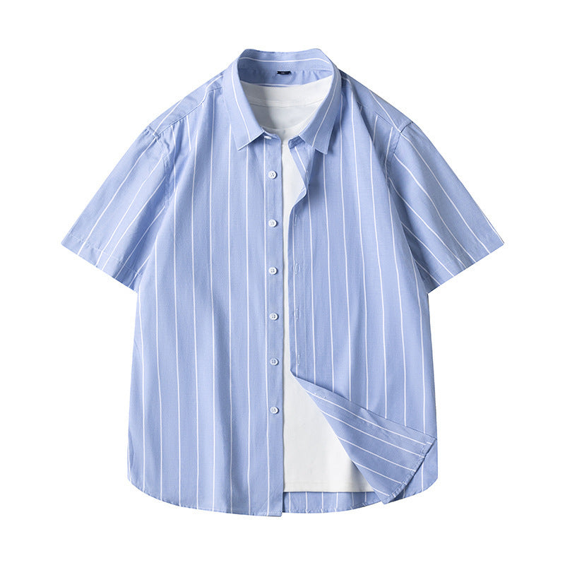 Men's Short-sleeved Shirt Business Striped Casual Shirt