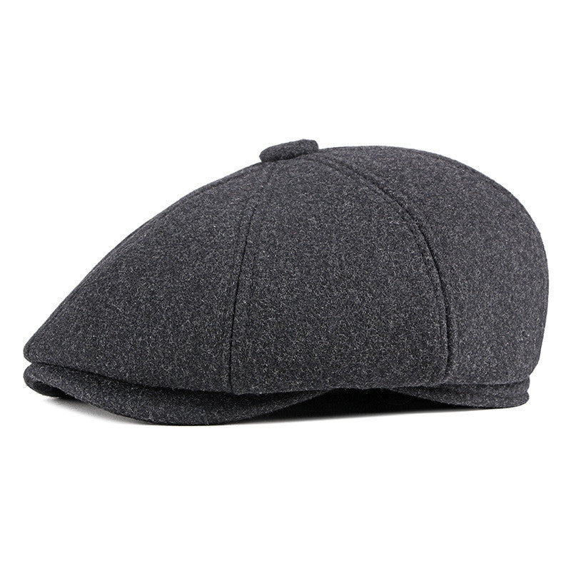 Wool Felt Beret with Warm Ear Protection - Dome Hat