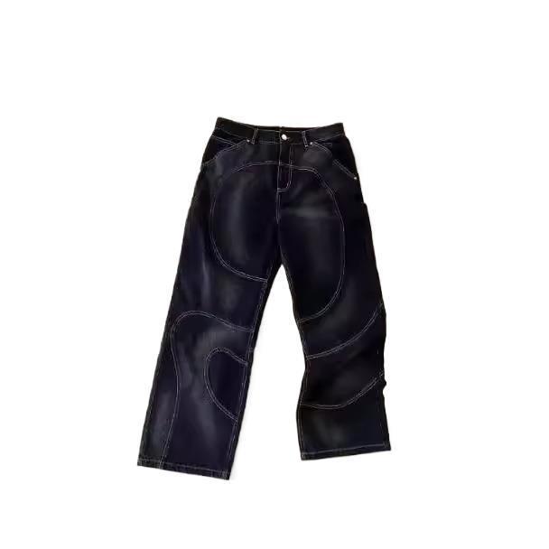 Simple Street Hip Hop Straight Jeans - Classic Denim Style