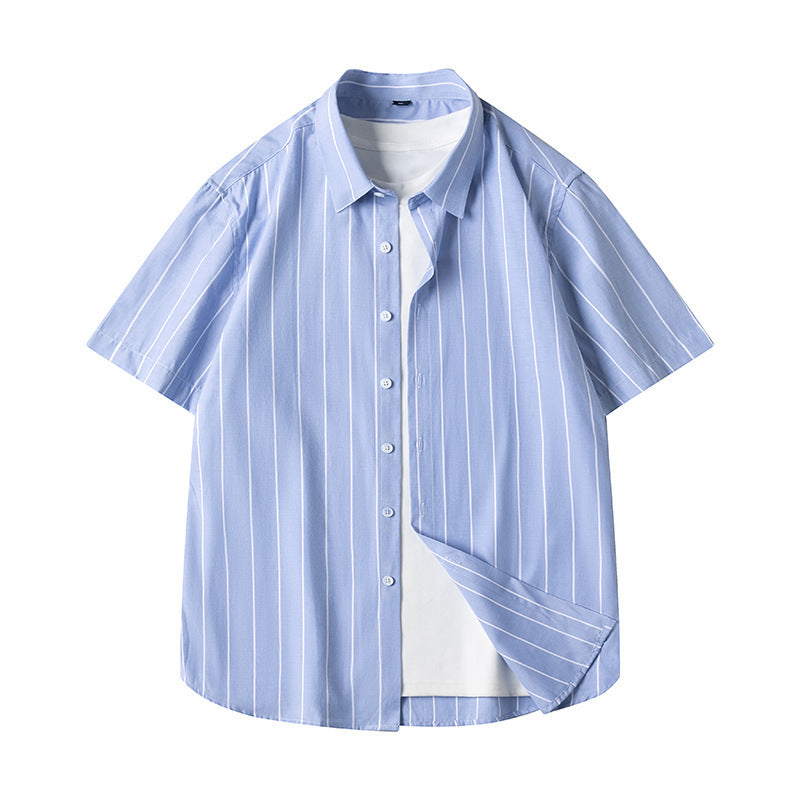 Men's Short-sleeved Shirt Business Striped Casual Shirt