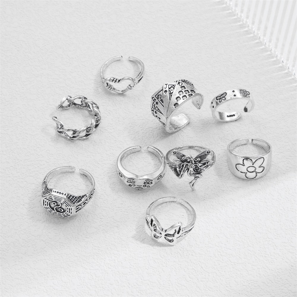 Retro Chess And Card Rings Set Of 9