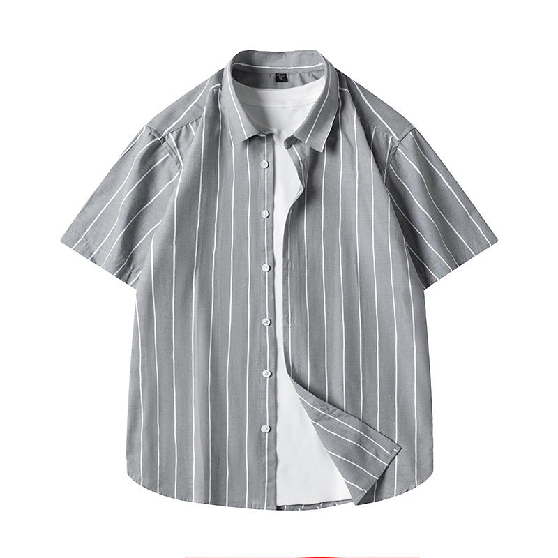Men's Short-sleeved Shirt Business Striped Casual Shirt