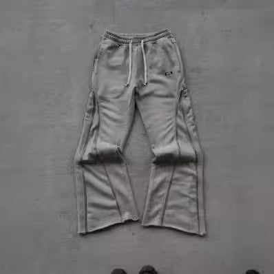 Retro Washed Casual Sports Pants with Zipper Details - High Street Style