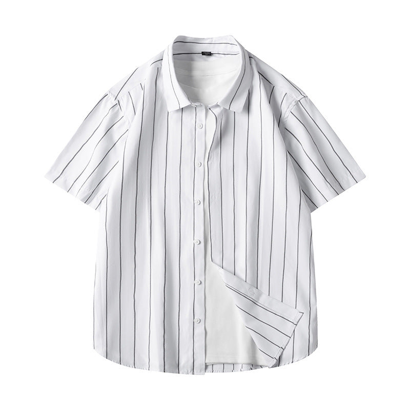 Men's Short-sleeved Shirt Business Striped Casual Shirt