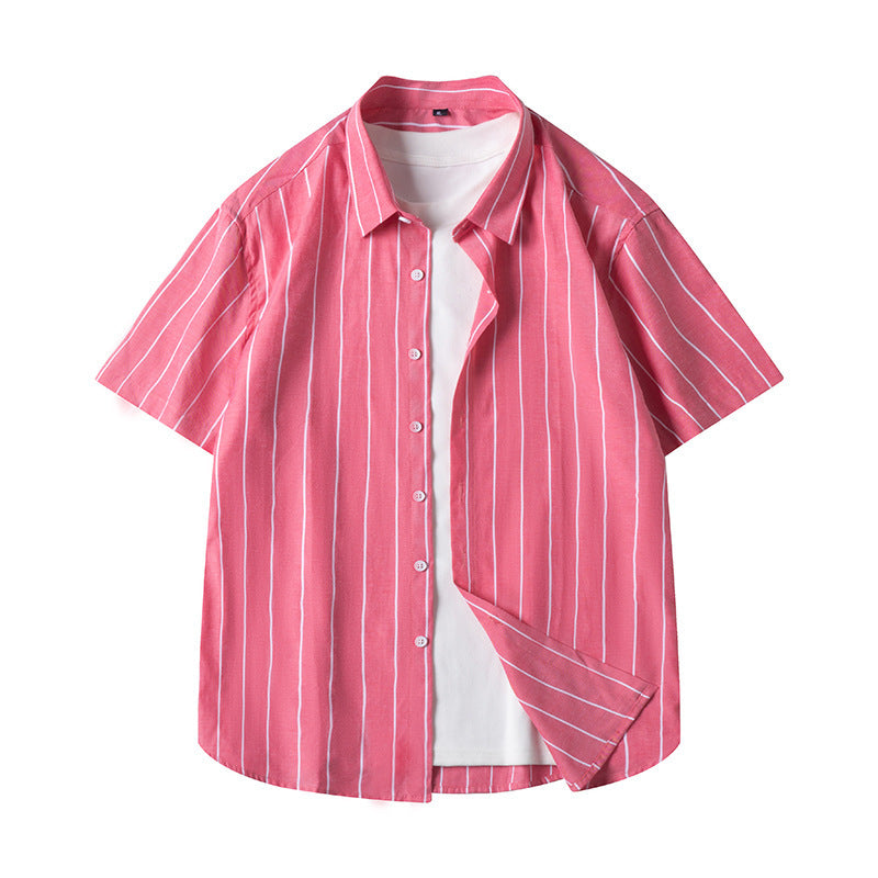 Men's Short-sleeved Shirt Business Striped Casual Shirt