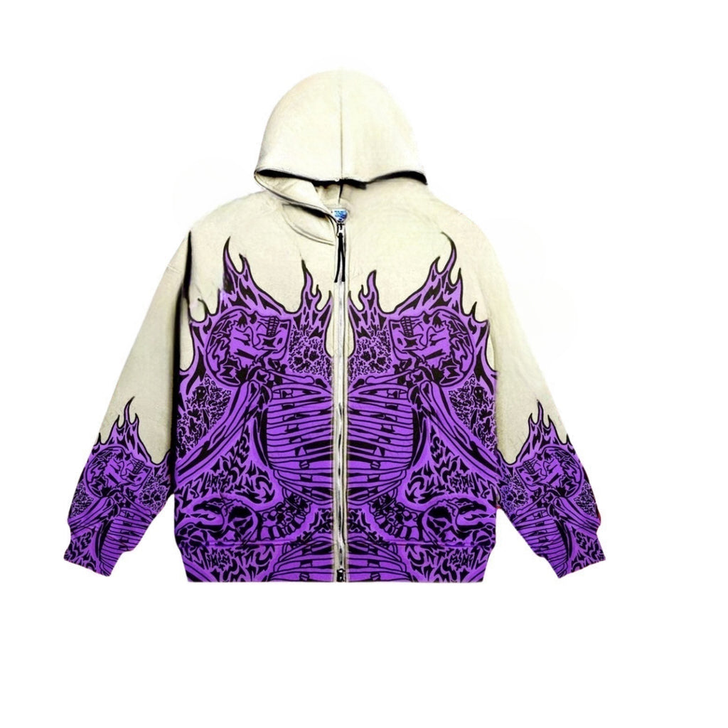 Printed Loose Hooded Sweater - Oversized Fashion Hoodie