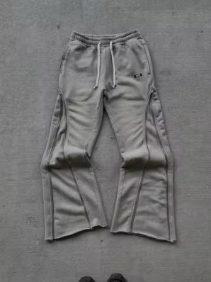 Retro Washed Casual Sports Pants with Zipper Details - High Street Style