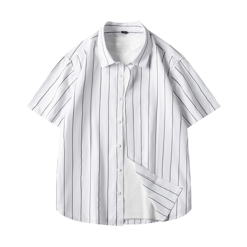 Men's Short-sleeved Shirt Business Striped Casual Shirt