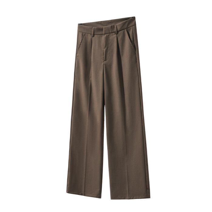 Old Money Style Pleated American Neutral Straight Casual Suit Pants