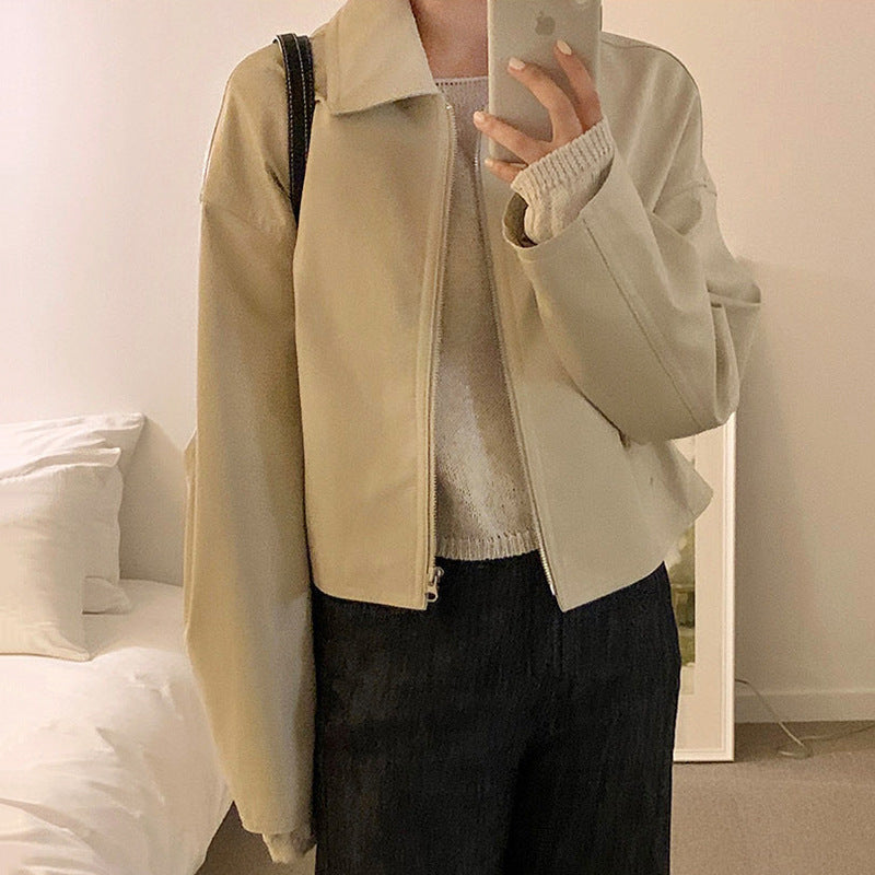 Leisure Motorcycle Leather Coat - Classic Biker Style Jacket