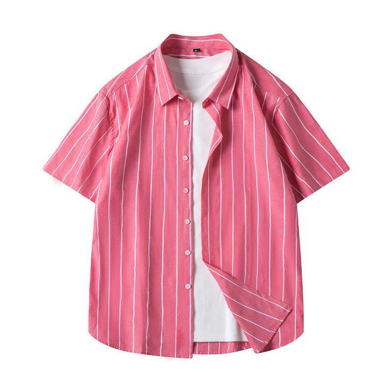 Men's Short-sleeved Shirt Business Striped Casual Shirt