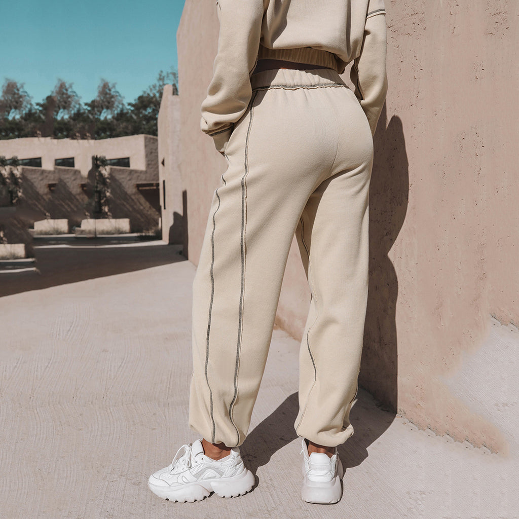 Turtleneck Zip Sweatshirt & Straight Leg Pants Set - Casual Loungewear