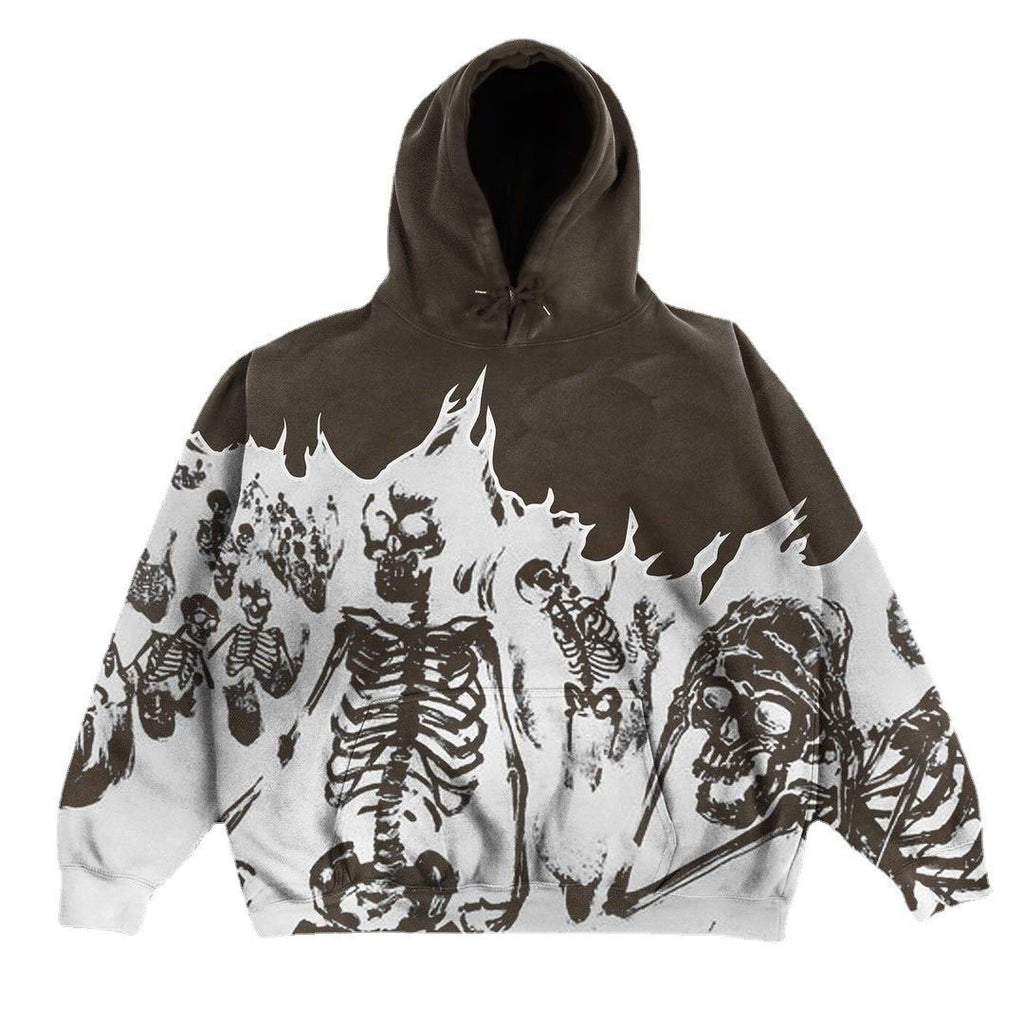 Printed Loose Hooded Sweater - Oversized Fashion Hoodie