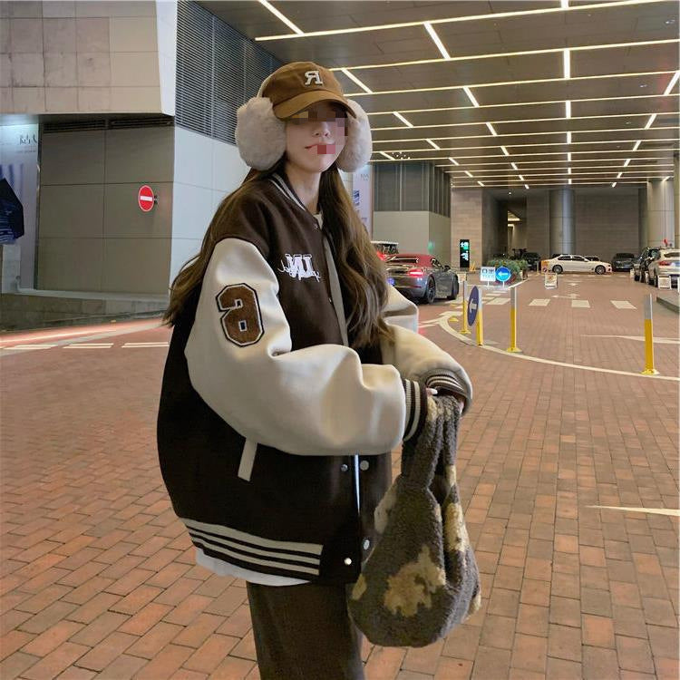 Baseball Style Quilted Thermal Coat - Thickened Winter Jacket