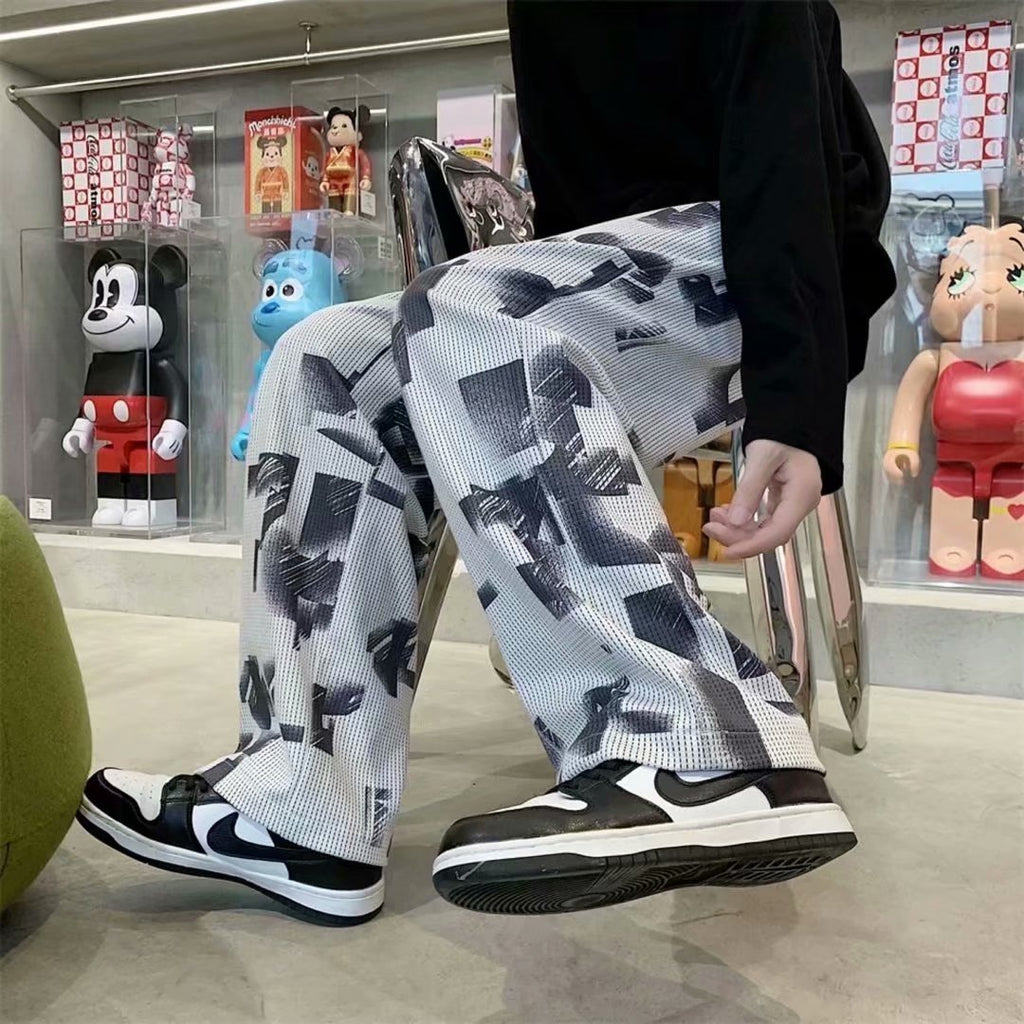 Tie Dyed Pleated Men's Fashion Casual Loose Versatile Pants