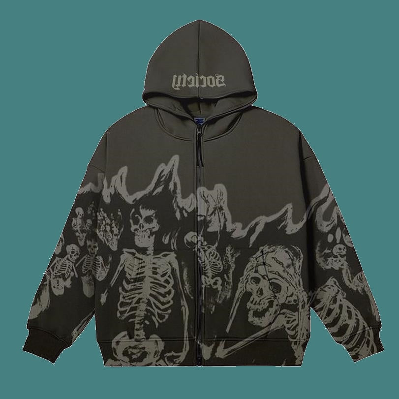 Printed Loose Hooded Sweater - Oversized Fashion Hoodie