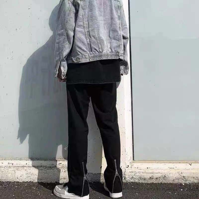 High Street Zipper Jeans with Heel Detail - Men's Fashion Denim