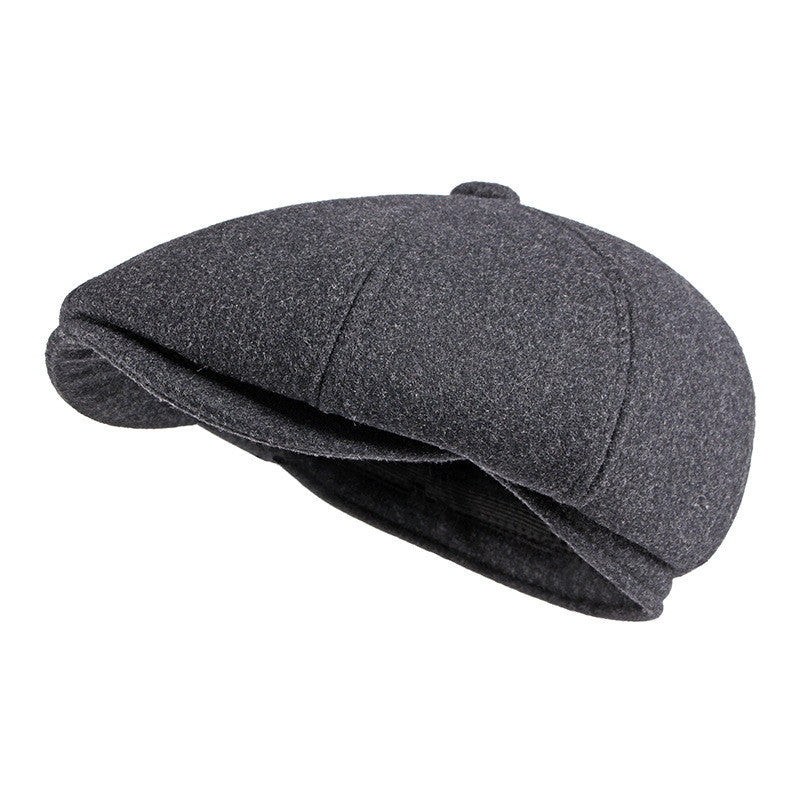 Wool Felt Beret with Warm Ear Protection - Dome Hat