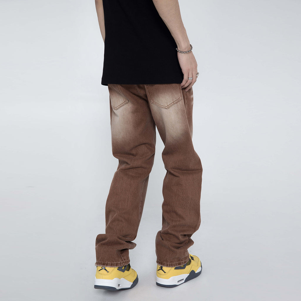 Vintage Brown Wash Wide Leg Jeans - Hip Hop Loose Fit Denim