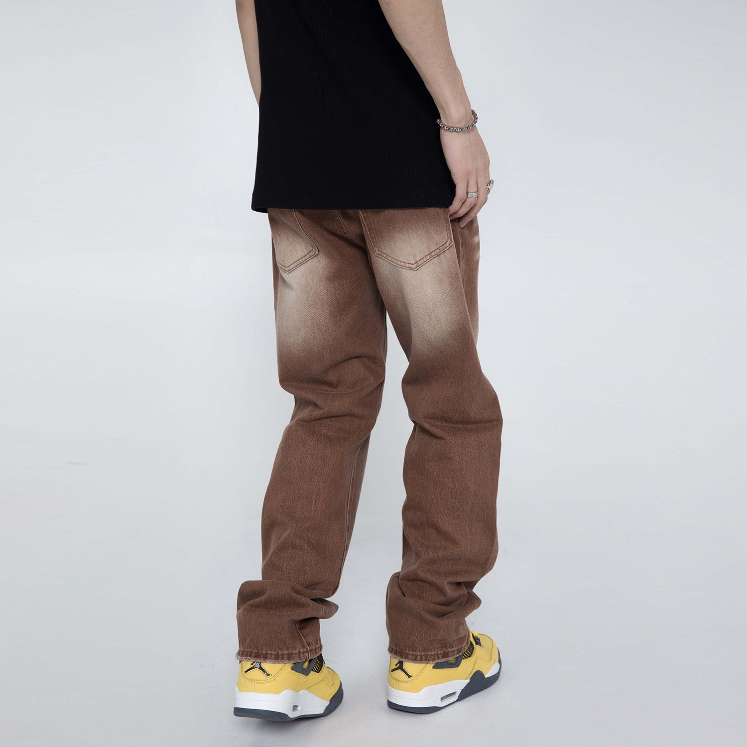 Vintage Brown Wash Wide Leg Jeans - Hip Hop Loose Fit Denim