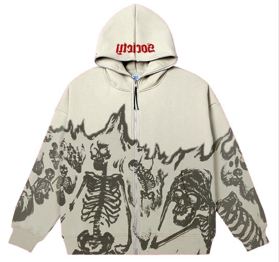 Printed Loose Hooded Sweater - Oversized Fashion Hoodie