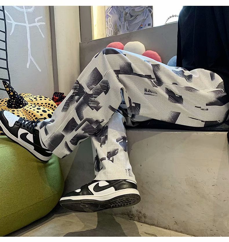 Tie Dyed Pleated Men's Fashion Casual Loose Versatile Pants