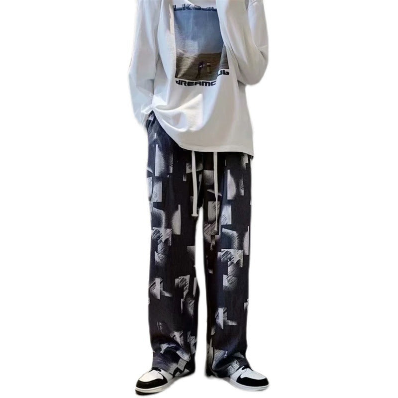 Tie Dyed Pleated Men's Fashion Casual Loose Versatile Pants