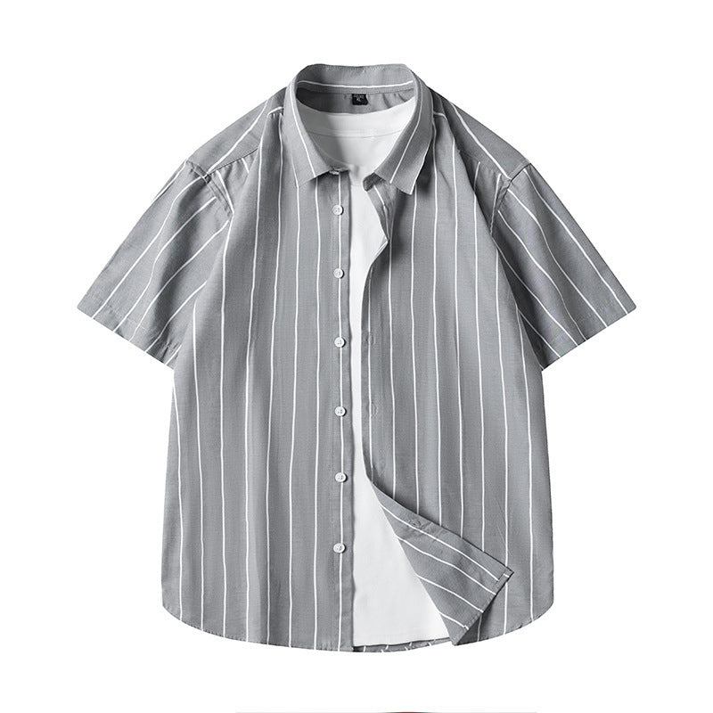 Men's Short-sleeved Shirt Business Striped Casual Shirt