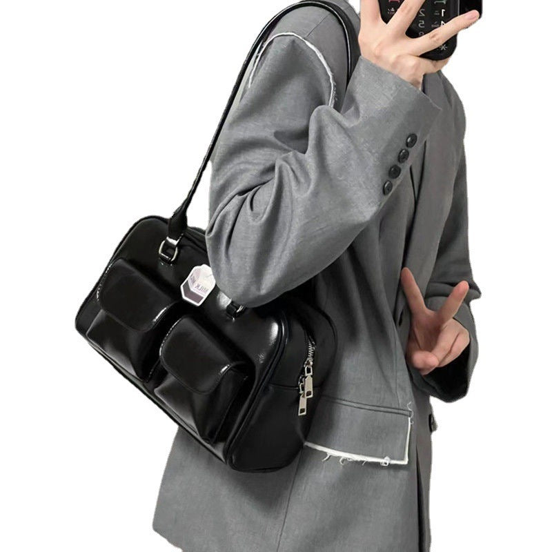 Retro College Large Capacity Casual Tote Bag - PU Leather Handbag