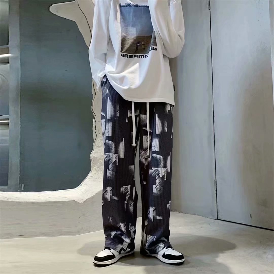 Tie Dyed Pleated Men's Fashion Casual Loose Versatile Pants