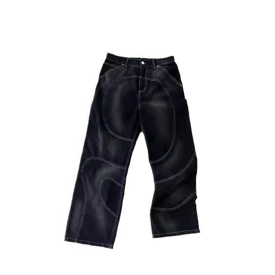 Simple Street Hip Hop Straight Jeans - Classic Denim Style